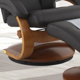 Mandal Recliner and Ottoman with Cervical Pillow in Espresso Top Grain Leather - Leg