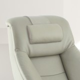 Mandal Recliner and Ottoman with Cervical Pillow in Putty Top Grain Leather - Back Rest