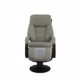 Mandal Recliner and Ottoman in Putty - Front
