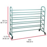 Oceanstar 5-Tier Metal Shoe Rack - Turquoise - Dimensions