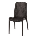 Rue Stack-able Rattan Dinning Chair - Brown - Front Angled