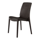 Rue Stack-able Rattan Dinning Chair - Brown - Angled