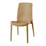 Rue Stack-able Rattan Dinning Chair - Tan - Front Angled