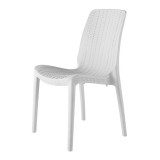 Rue Stack-able Rattan Dinning Chair - White - Angled