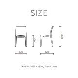 Sensilla Stack-able Dinning Chair - Dimensions
