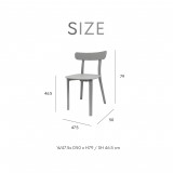 Toppy Long Horn Dinning Chair - Full Dimensions