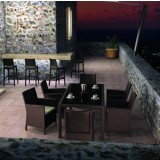 California Wickerlook Rectangle Dining Set 7 Piece - Brown