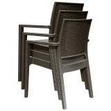 Ibiza Resin Wickerlook Dining Arm Chair - Set of 2 - White - Stacked