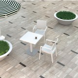 Ibiza Resin Wickerlook Dining Arm Chair - Set of 2 - White 