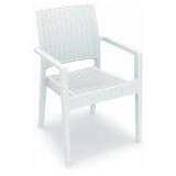 Ibiza Resin Wickerlook Dining Arm Chair - White - Stacked
