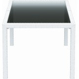 Miami Resin Wickerlook Rectangle Dining Table White 71 inch - Side