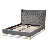 Baxton Studio Valery Upholstered Platform Bed - Dark Grey