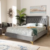 Baxton Studio Valery Upholstered Platform Bed - Dark Grey