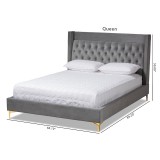 Baxton Studio Valery Upholstered Platform Bed - Dark Grey - Queen
