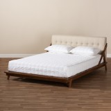 Baxton Studio Sante Upholstered Wood Platform Bed - Light Beige
