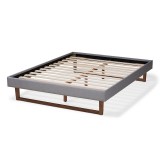 Baxton Studio Liliya Upholstered Wood Platform Bed Frame - Light Grey