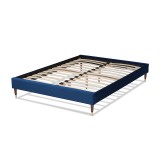 Baxton Studio Volden King Size Platform Bed Frame - Navy Blue