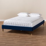 Baxton Studio Volden King Size Platform Bed Frame - Navy Blue