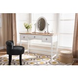 Baxton Studio Sylvie 3 Drawer Bedroom Vanity Table