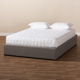 Baxton Studio Leni Upholstered Platform Storage Bed Frame - Light Grey