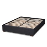 Baxton Studio Leni Upholstered Platform Storage Bed Frame - Dark Grey