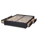 Baxton Studio Leni Upholstered Platform Storage Bed Frame - Dark Grey