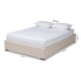 Baxton Studio Leni Upholstered Platform Storage Bed Frame - Beige - King