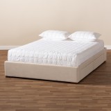 Baxton Studio Leni Upholstered Platform Storage Bed Frame - Beige