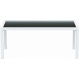 Miami Resin Wickerlook Rectangle Dining Table White 71 inch - Front