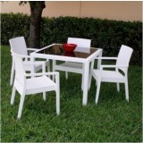 Miami Wickerlook Square Dining Set - White