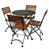 French Café Bistro 3-leg Folding Bistro Table - in Set