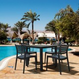 Ares Resin Square Dining Set with 4 chairs Black