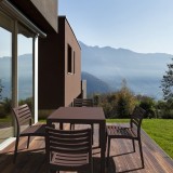 Ares Resin Square Dining Set with 4 chairs Dark Gray