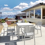 Ares Resin Square Dining Set with 4 chairs White