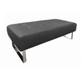 Miami Bench Black Faux Leather Chrome Frame - Angled