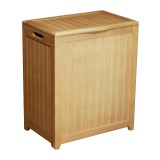 Natural Finished Rectangular Laundry Wood Hamper 