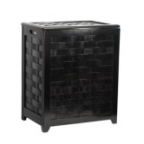 Oceanstar Mahogany Finished Rectangular Veneer Laundry Wood Hamper with Interior Bag