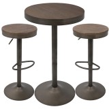 LumiSource Dakota Pub Set - Antique + Brown