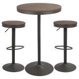 LumiSource Dakota Pub Set - Grey + Brown