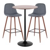 LumiSource Pebble Pub Set - Walnut + Blue
