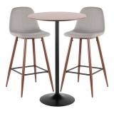 LumiSource Pebble Pub Set - Walnut + Light Grey