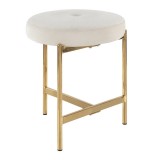 LumiSource Chloe Vanity Stool - WHITE in GOLD Legs