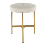 LumiSource Chloe Vanity Stool - WHITE in GOLD Legs