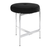 LumiSource Chloe Vanity Stool - BLACK in CHROME Legs