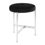 LumiSource Chloe Vanity Stool - BLACK in CHROME Legs