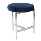 LumiSource Chloe Vanity Stool - BLUE in CHROME Legs