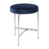 LumiSource Chloe Vanity Stool - BLUE in CHROME Legs