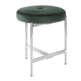 LumiSource Chloe Vanity Stool - GREEN in CHROME Legs