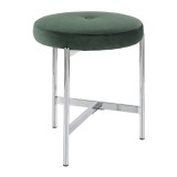 LumiSource Chloe Vanity Stool - GREEN in CHROME Legs