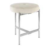 LumiSource Chloe Vanity Stool - WHITE in CHROME Legs